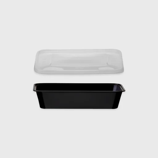 Σκεύος Microwave Premium, ορθογώνιο με καπάκι, 650ml, μαύρο