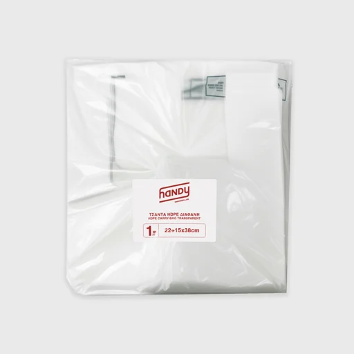 Πλαστική σακούλα μεταφοράς, HDPE T-Shirt, 38cm, διάφανη