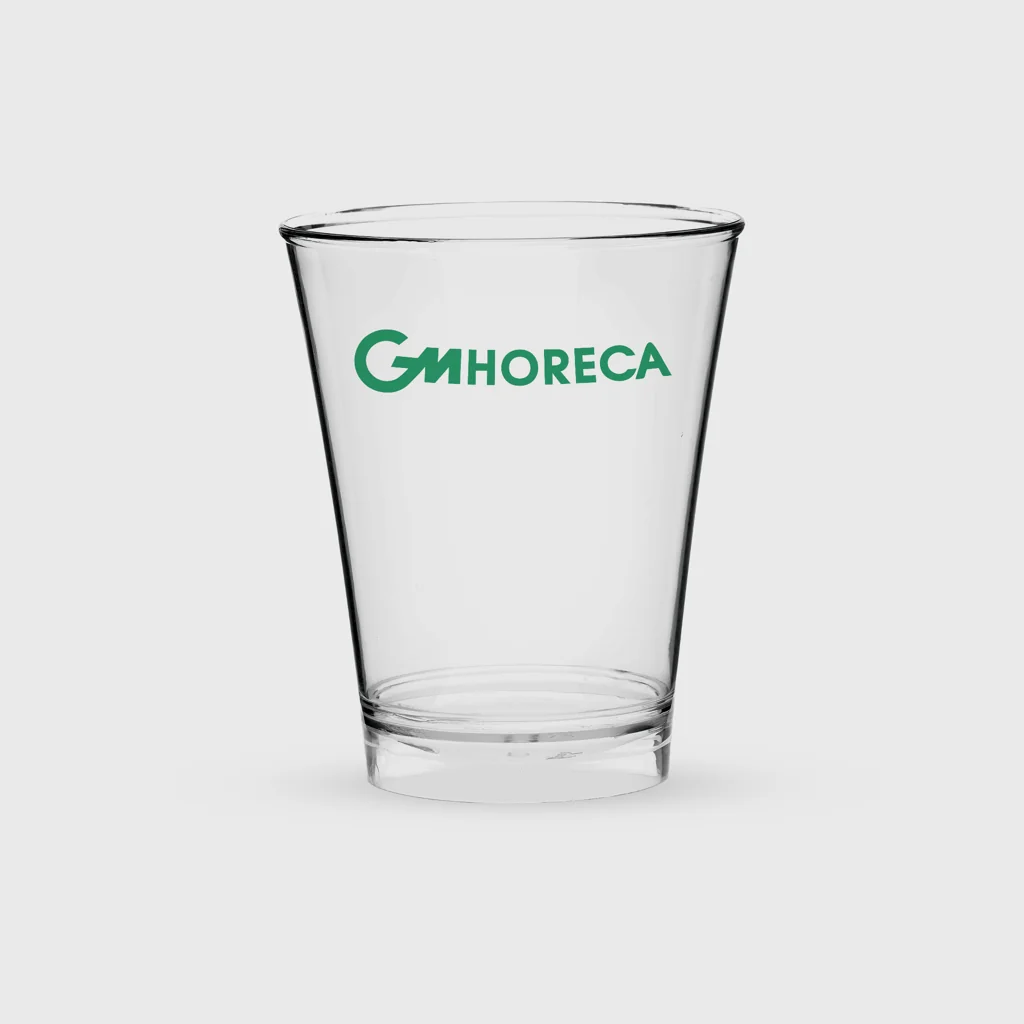 [GMEK-02203] Τυπωμένο ποτήρι πλαστικό, τουλίπα 240 ml ποτού, PS Premium επαν/μενο, διάφανο