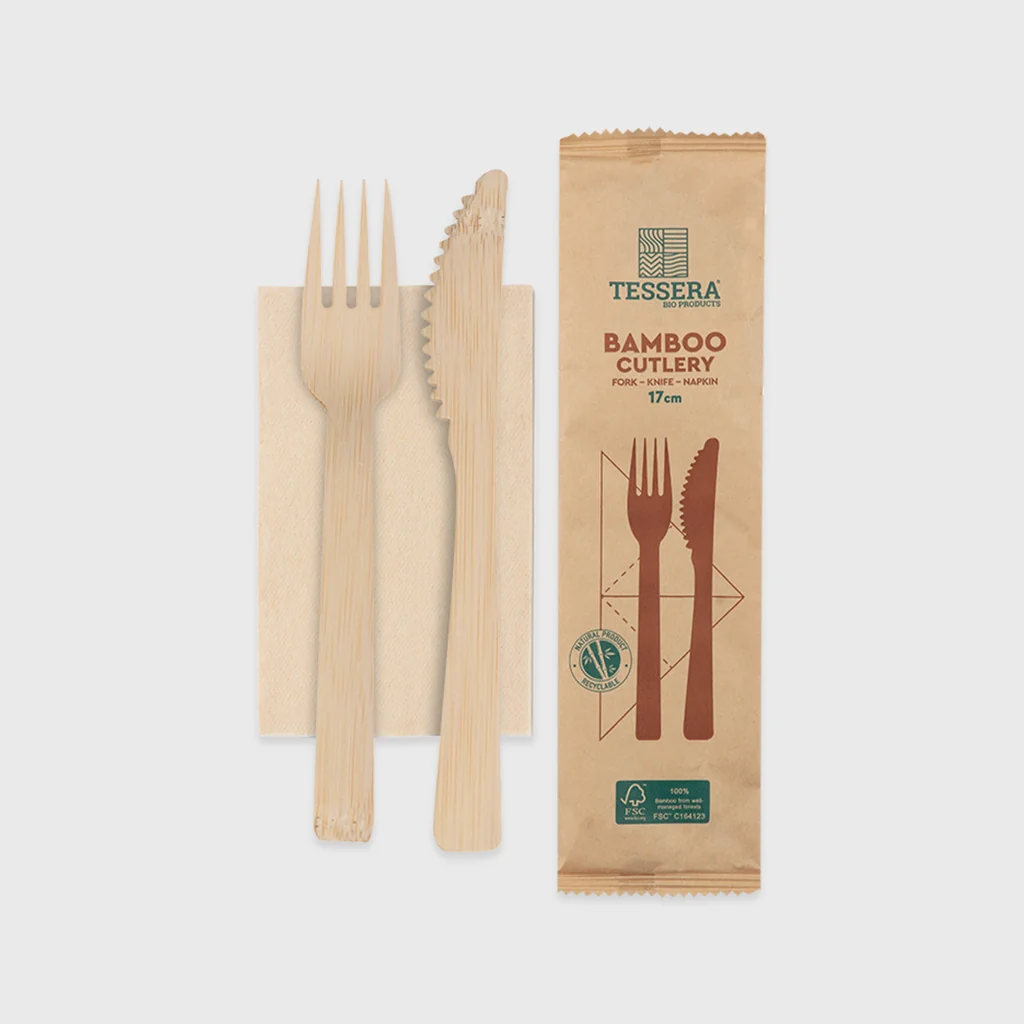 [GMH-24181] Bamboo Premium Cutlery, Fork/Knife with napkin