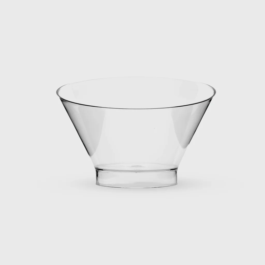 [GMH-25387] Pastry bowl plastic, asymmetric 250ml, PS Premium reusable, transparent