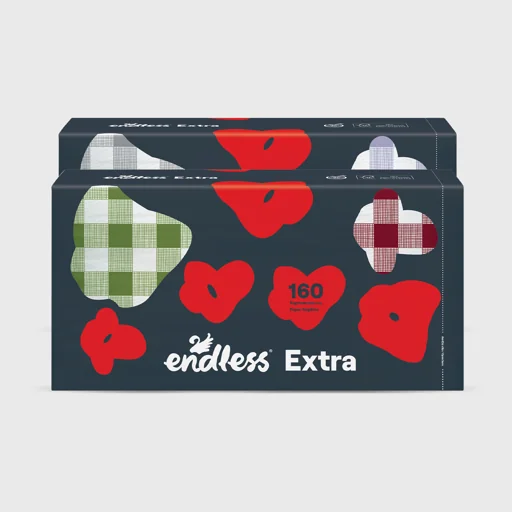 Paper napkins, Endless Extra Checkered Mix, 33x33, 160 sheets