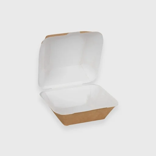 Χάρτινο κουτί για μονό burger, 145x135x80mm, Kraft/Λευκό