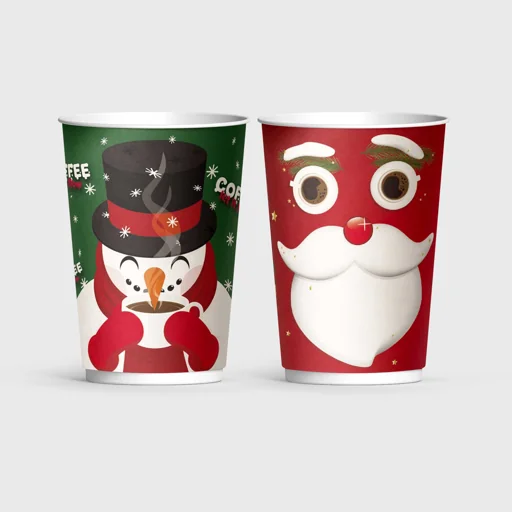 Χάρτινο ποτήρι, διπλότοιχο, 12-14oz, Snow Santa Mix