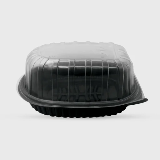PP Microwave rotisserie chicken container with lid, 250x185x110mm, 3250ml, black