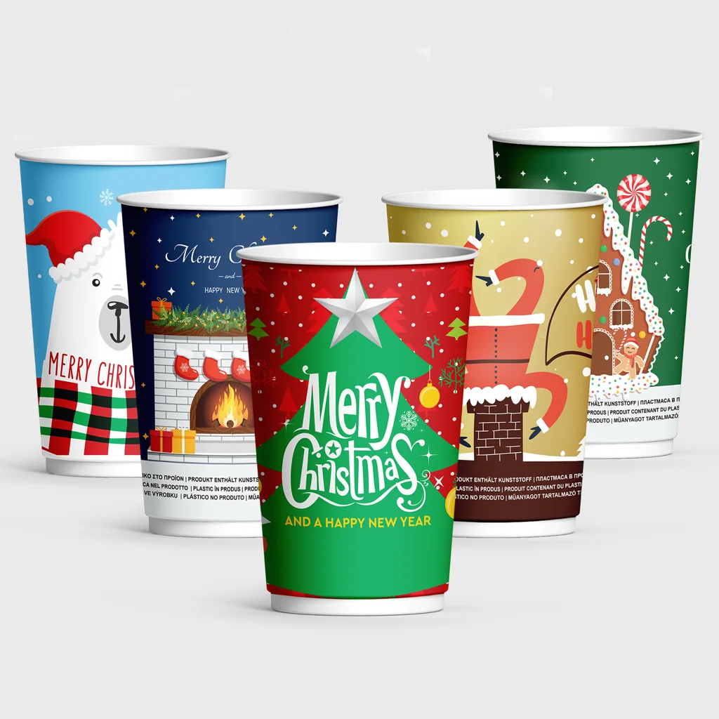 [GMH-24686] Paper cup, double wall, 16oz, Christmas Mix