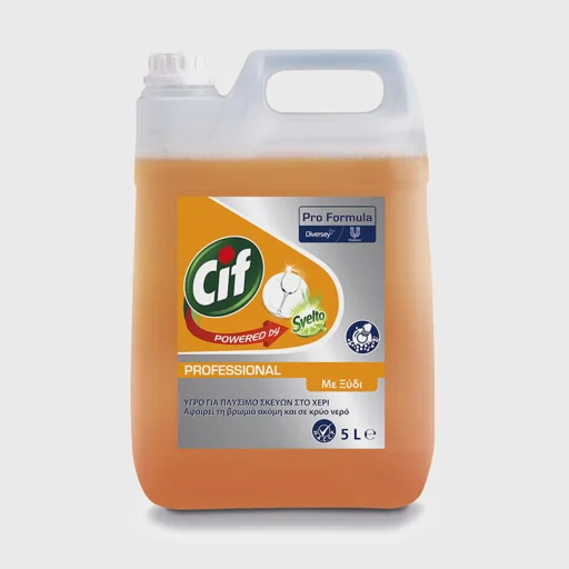 Cif Professional Vinegar Care, υγρό απορρυπαντικό πιάτων & σκευών για πλύσιμο στο χέρι με άρωμα ξυδιού, 5 lt