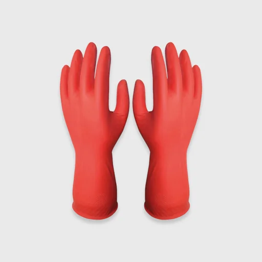 Γάντια κουζίνας Latex χωρίς πούδρα, Large ζευγάρι, κόκκινα