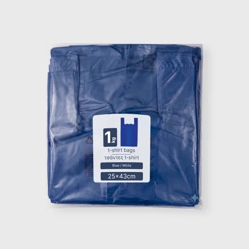 Plastic carry bag, HDPE T-Shirt, 43cm, blue