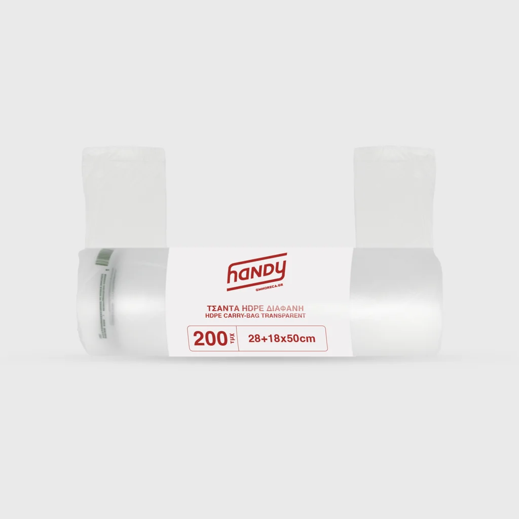 [GMH-26203] Plastic carry bag on roll, HDPE T-Shirt, 50cm, 200 pcs/roll, transparent