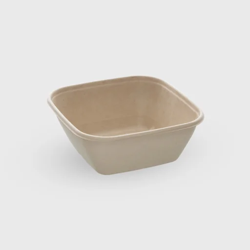 Σκεύος ζαχαροκάλαμου, τετράγωνο 1000ml, 170x170x70mm, μπεζ