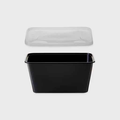 Σκεύος Microwave Premium, ορθογώνιο με καπάκι, 1000ml, μαύρο