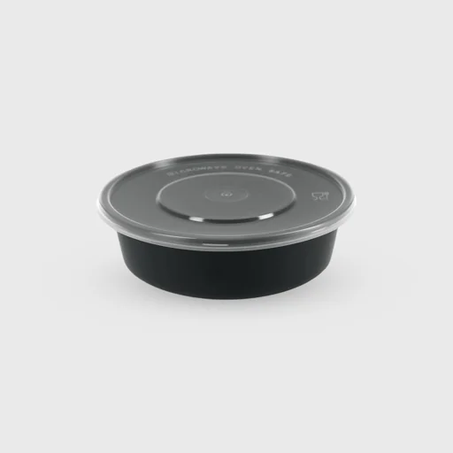 Σκεύος Microwave στρογγυλό με καπάκι, 500ml, μαύρο
