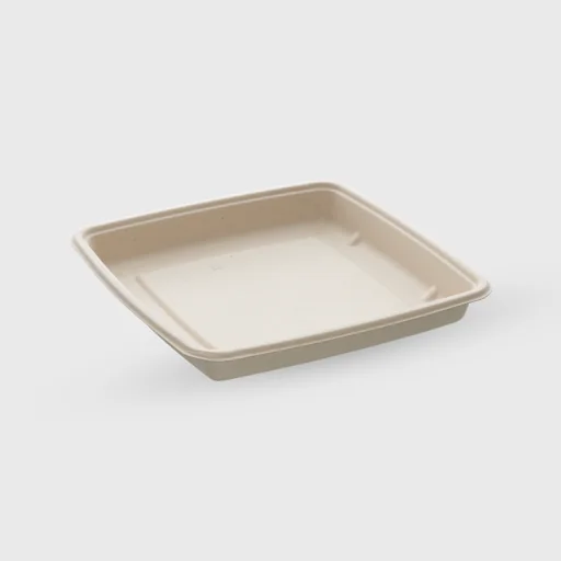Σκεύος ζαχαροκάλαμου, τετράγωνο 1000ml, 230x230x30mm, μπεζ