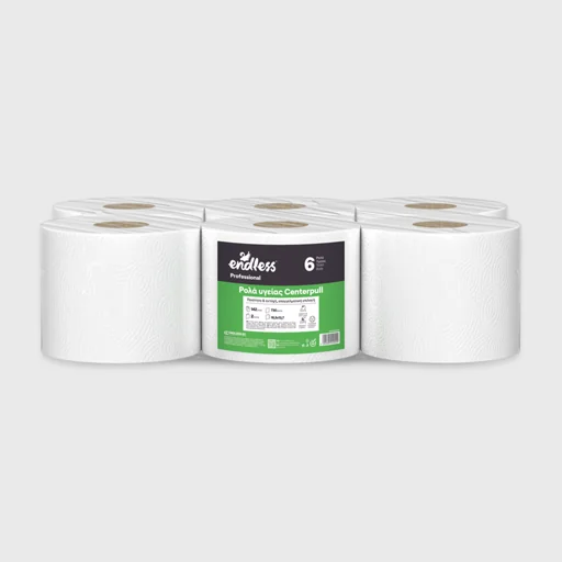 Toilet paper, Endless Centerpull 2-ply, 6 rolls x 600 gr