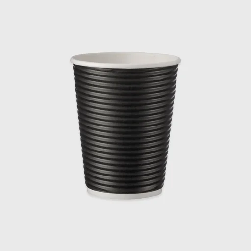 Χάρτινο ποτήρι, διπλότοιχο ripple, 8oz, μαύρο