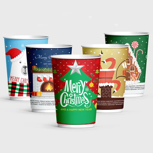 Paper cup, double wall, 12-14oz, Christmas Mix