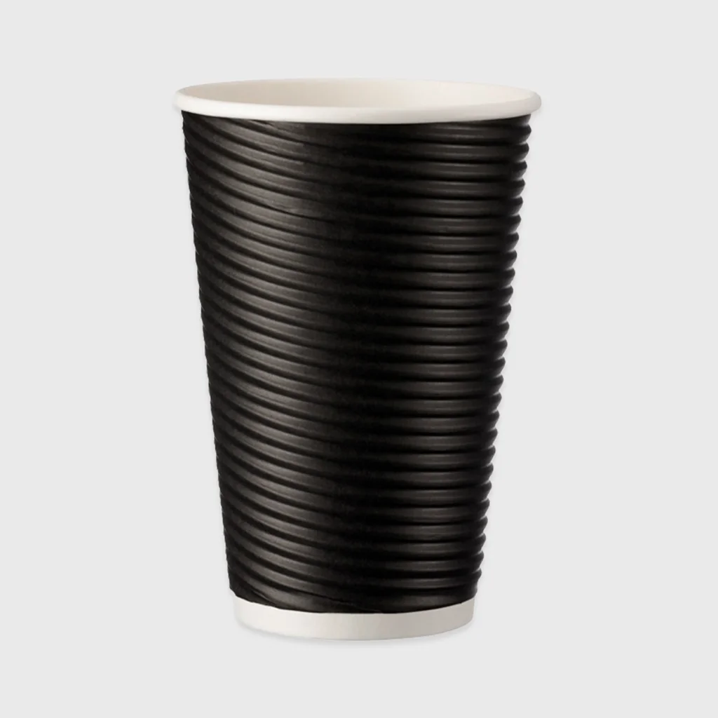 [GMH-24253] Χάρτινο ποτήρι, διπλότοιχο ripple, 16oz, μαύρο