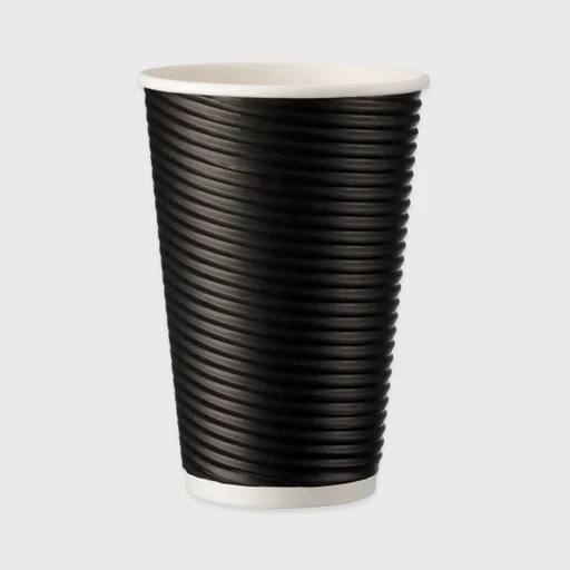 Χάρτινο ποτήρι, διπλότοιχο ripple, 16oz, μαύρο