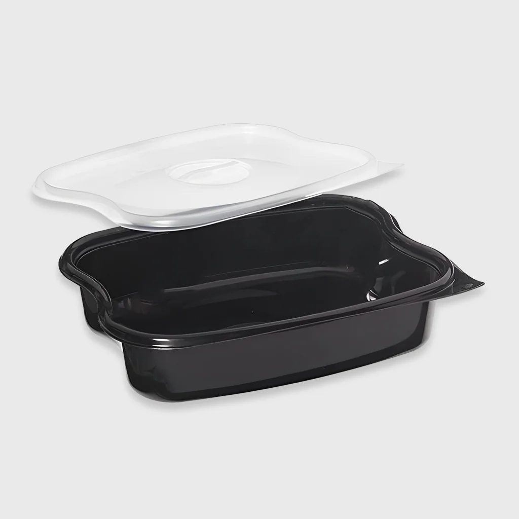 [GΜΗ-23101] Σκεύος PP μικροκυμάτων, 1150ml, 1 θέσης με καπάκι, μαύρο