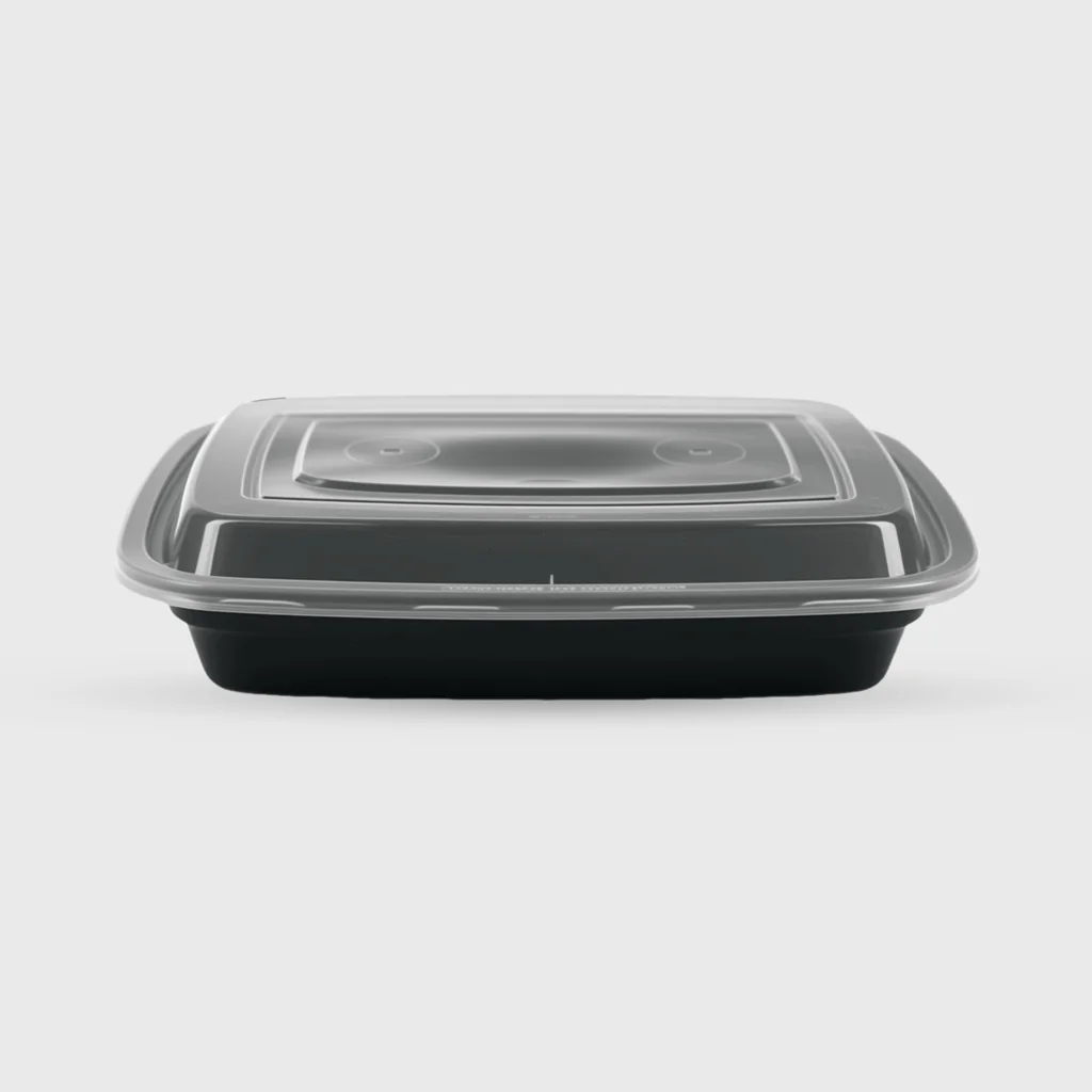 [GMH-25811] Microwave container American rectangular with lid, 750ml, black