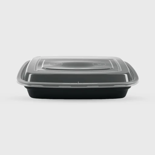 Microwave container American rectangular with lid, 750ml, black