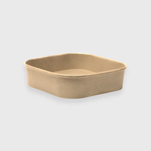 Paper food container, square, 750ml, Kraft