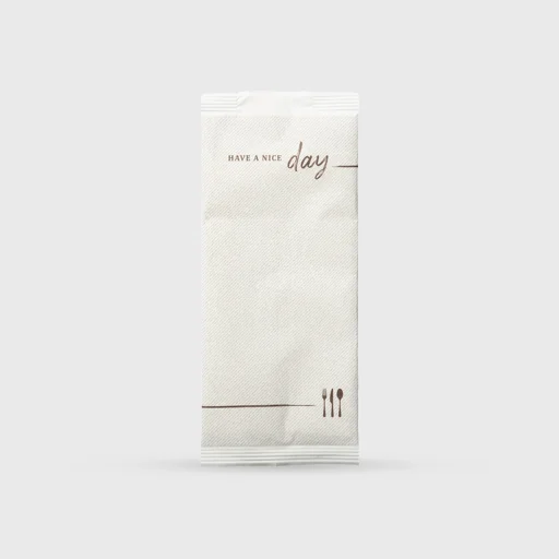 Paper bag for cutlery with napkin, 11x25cm, Have a Nice Day