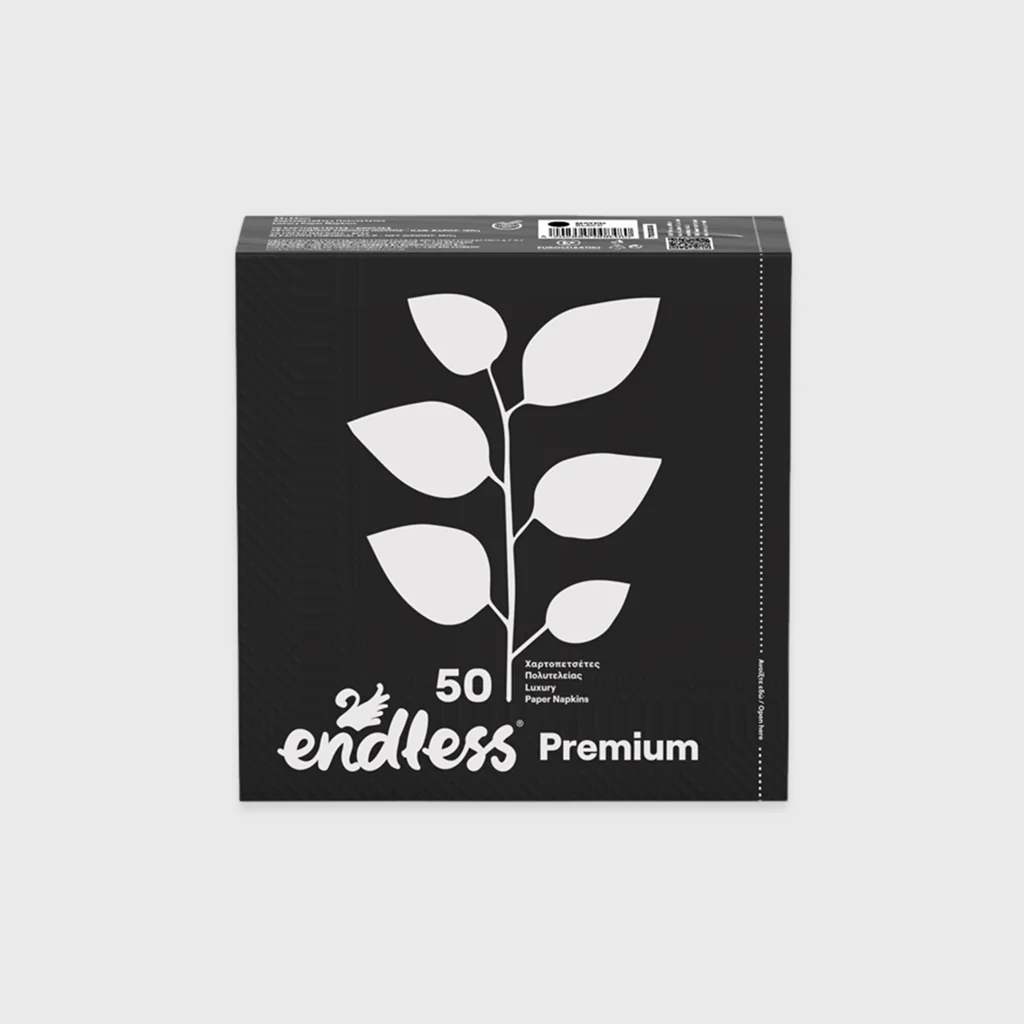 [GMH-24115] Χαρτοπετσέτες, Endless Premium Μαύρες, 33x33, 50φ