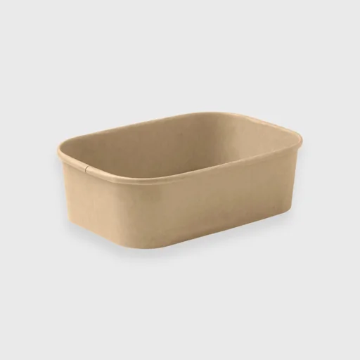 Paper food container, rectangular, 580ml, Kraft