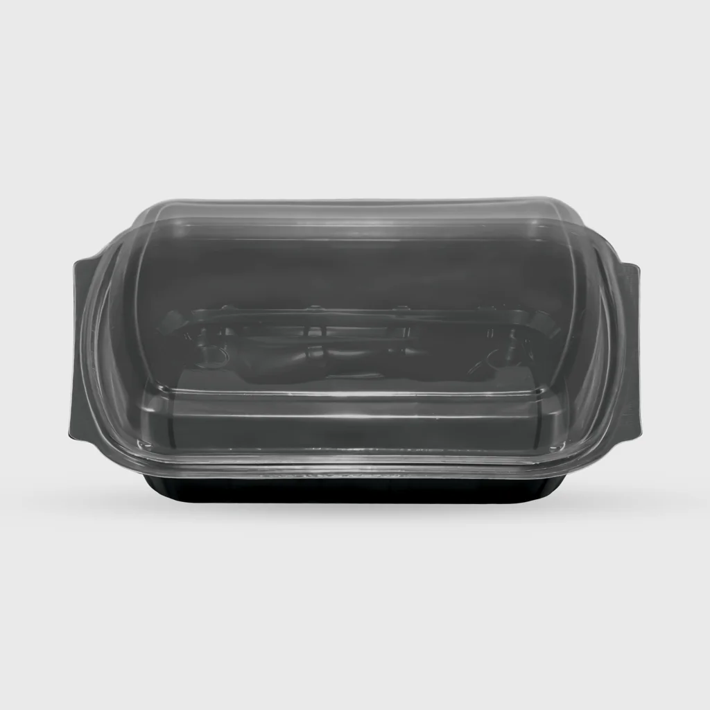 [GMH-25236] PP Microwave oval container, 1 compartment with high lid, 1250ml, black