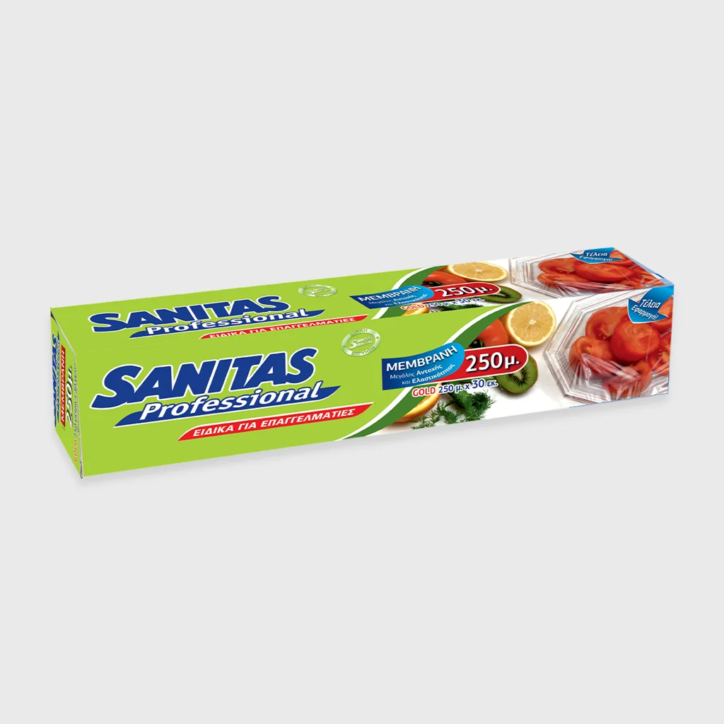 [GMH-24371] Cling film with box, Sanitas Pro, 30cm x 250 meters, D-Gold, transparent