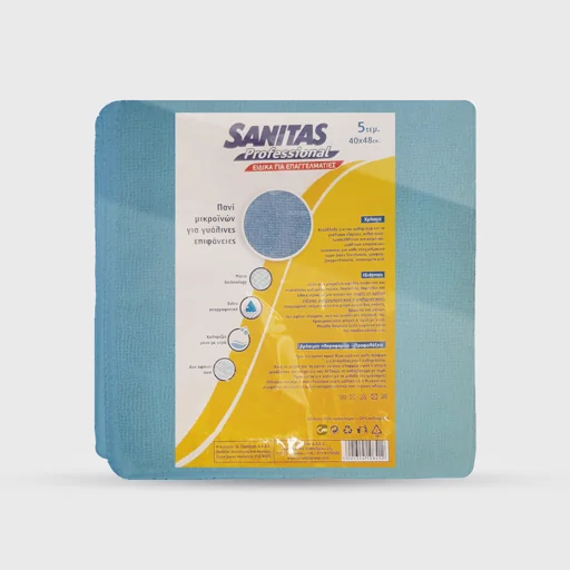 Πανί μικροινών για τζάμια & καθρέφτες, 40x48cm, Sanitas Pro, μπλε