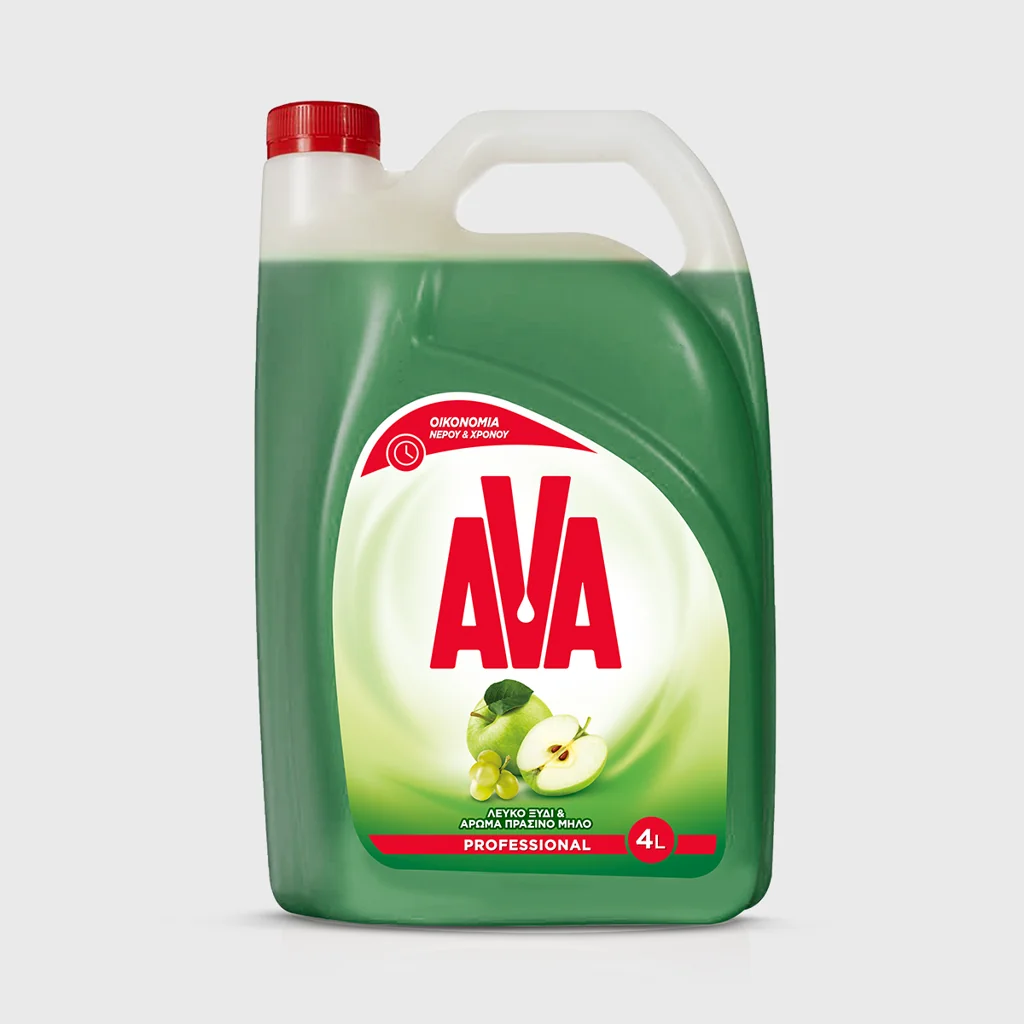 [GΜΗ-25138] AVA, πράσινο μήλο, υγρό απορρυπαντικό για το πλύσιμο πιάτων και σκευών στο χέρι, 4 lt