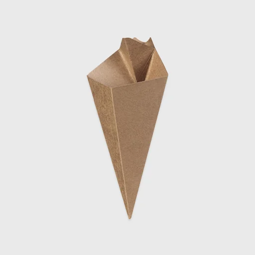 Paper cone for fries, with a pouch for sauce, Kraft