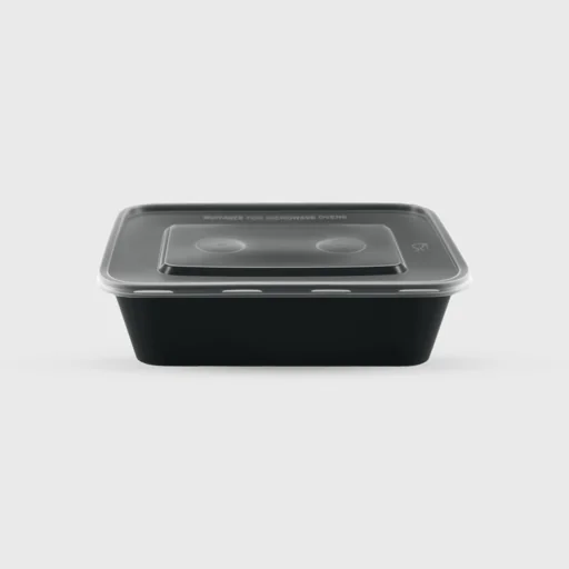 Σκεύος Microwave ορθογώνιο με καπάκι, 650ml, μαύρο