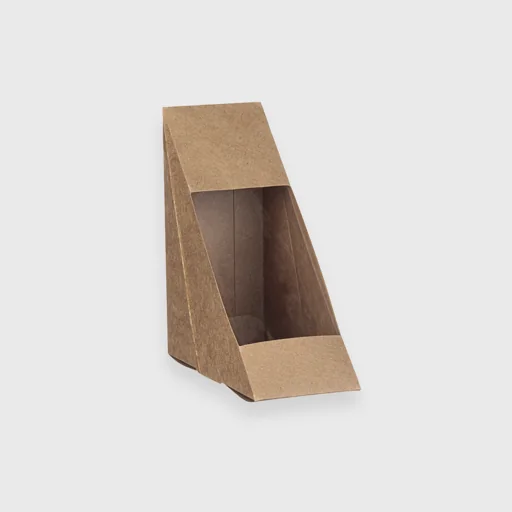 Χάρτινο κουτί τρίγωνο με παράθυρο για sandwich, Small, 17x12x12x5.2cm, Kraft