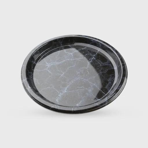 PET plate, round 23cm, marble black