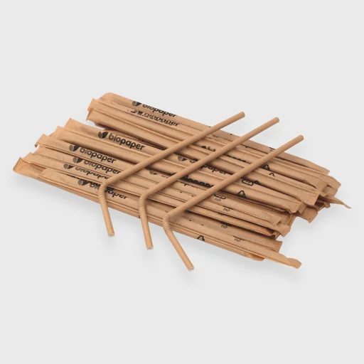 Paper straw Jumbo, 22x5.8 flexible, 1/1 packed in kraft paper, Kraft color